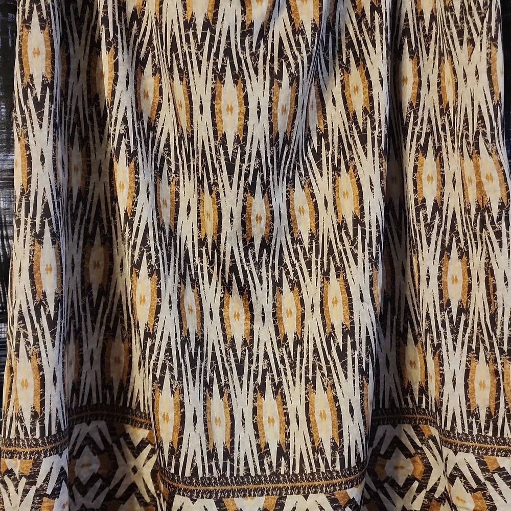 Chico's Black, Cream & Mustard Diamond Ikat Pull-On Skirt